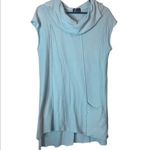 Femini pastel powder blue short cap sleeve sleeveless cowl tunic blouse small